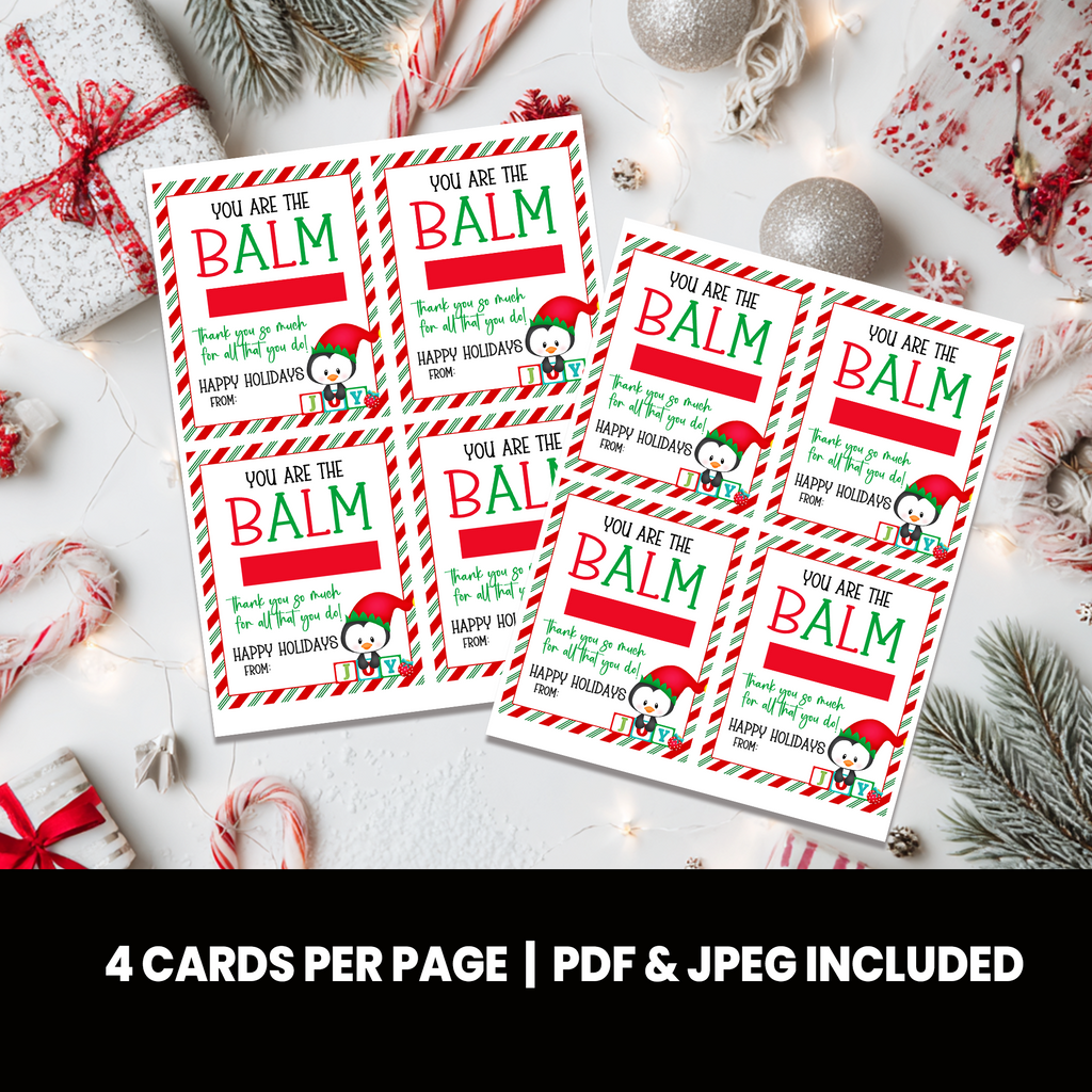 You're the Balm | Lip Balm Card | Christmas Favor | Digital Instant Download