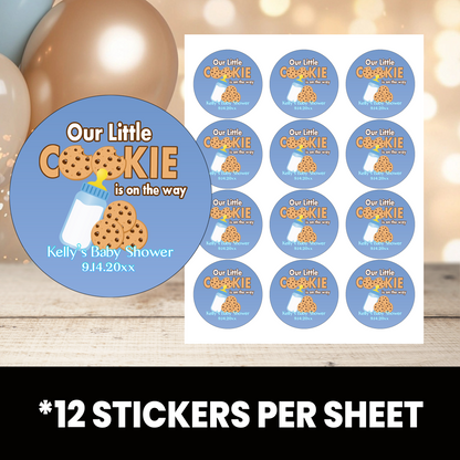 Our Little Cookie | Personalized Baby Shower Party Favors | 2 inch Circle Stickers