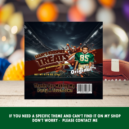 Kickoff the Fun! | Crispy Marshmallow Treat Label | Football Birthday Theme | Digital & Print Options