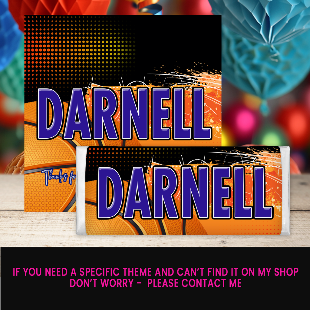 Basketball Theme | Chocolate Candy Bar Wrapper | Sports Birthday Party Favor | Digital + Print Option