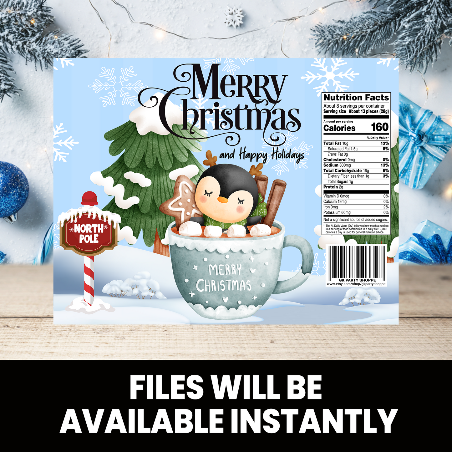 Chip Bag Wrapper | Christmas Party Treat | Adorable Chip Bag Christmas Party Favors | Party Chip Bag Wrapper | INSTANT DOWNLOAD