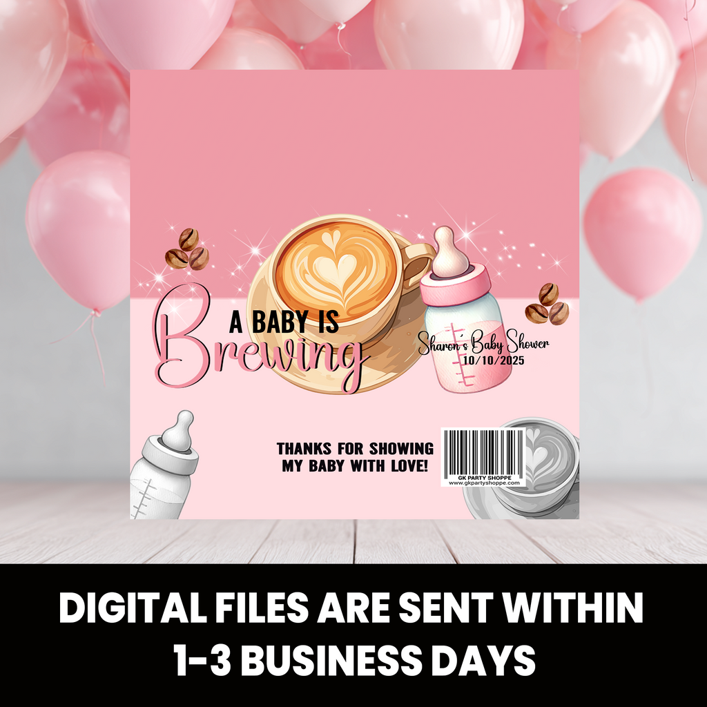 A Baby Is Brewing | Chocolate Candy Bar Wrapper | Baby Shower Theme | Digital or Print & Ship