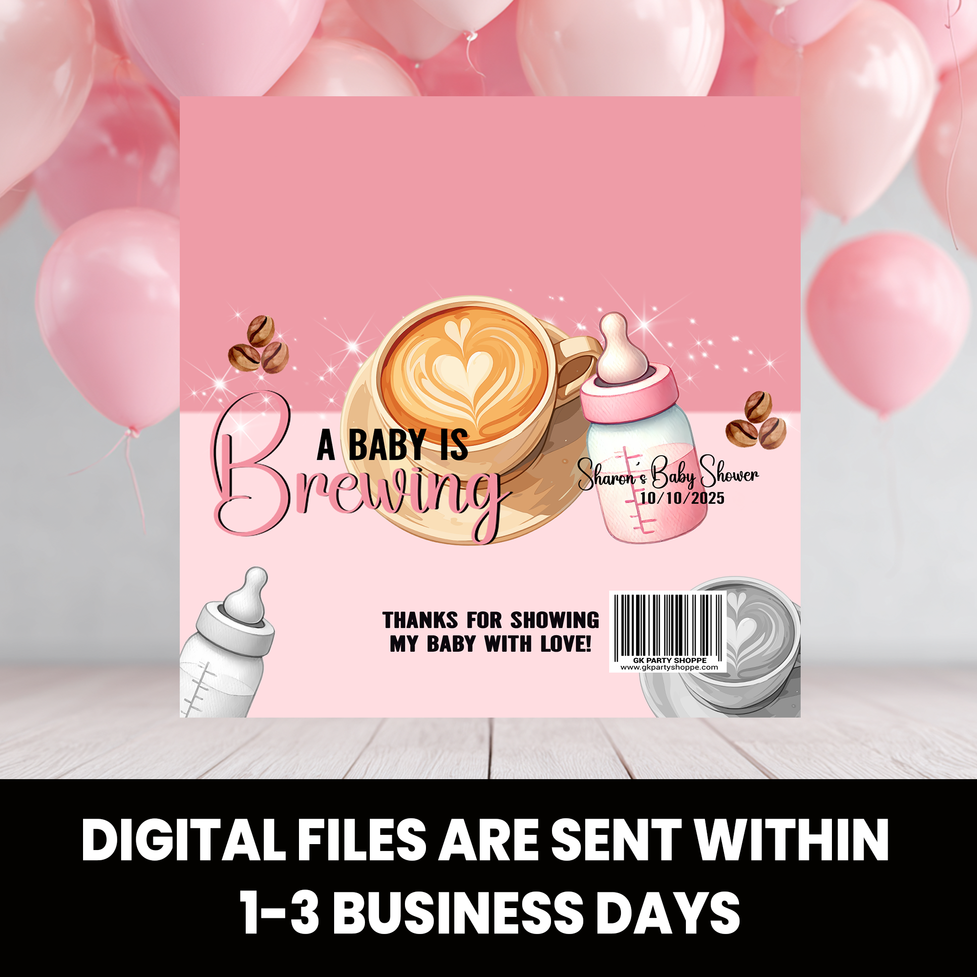 A Baby Is Brewing | Chocolate Candy Bar Wrapper | Baby Shower Theme | Digital or Print & Ship