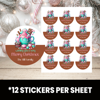 Christmas Stickers | Personalized 2.5-Inch Circle Stickers | Customized Christmas Stickers | Party Favor Labels