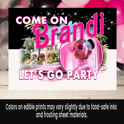 Doll Inspired | Edible Cake Image With Photo | Come On Let’s Go Party | Digital + Print & Ship