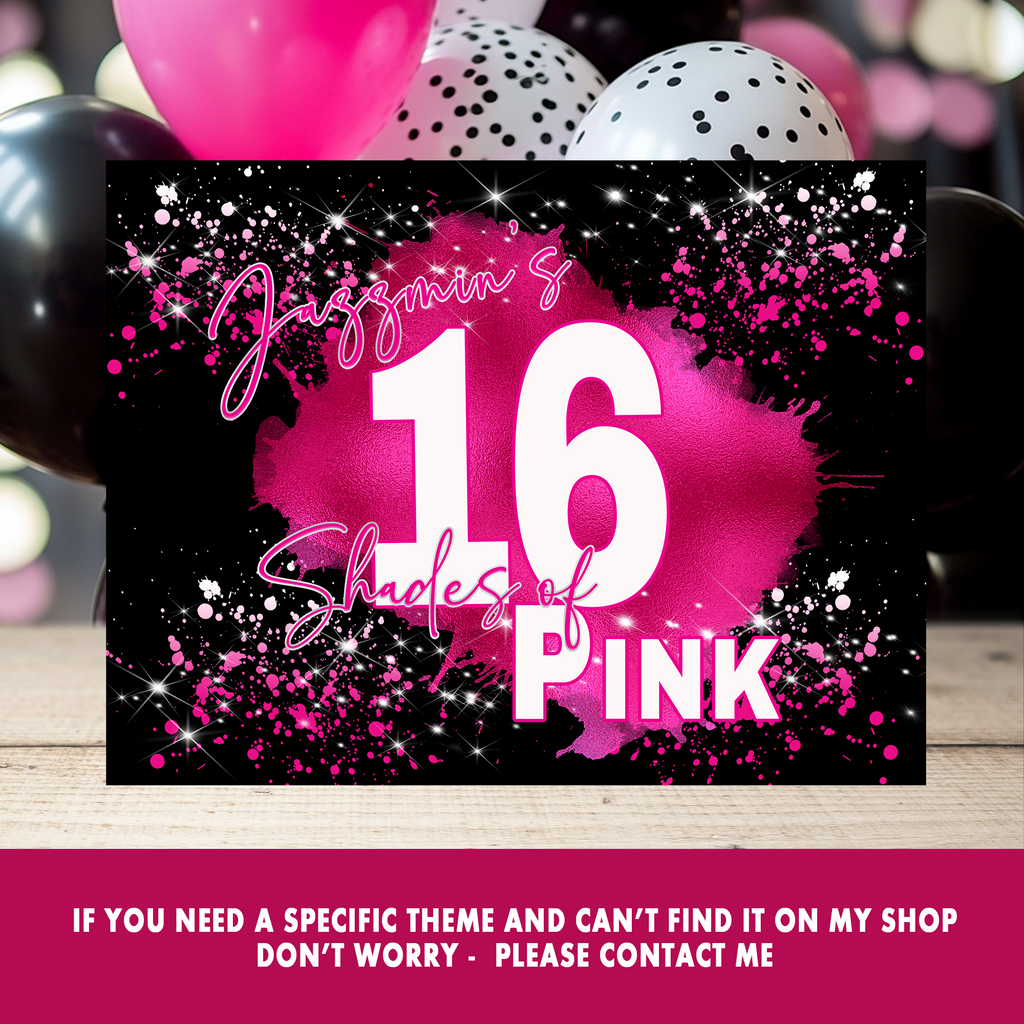 Pretty in Pink! Sweet 16 Cake Frosting Sheet | Personalized Teen Birthday Party Favor | Digital & Print Options | Half and Quarter Sheet Cakes