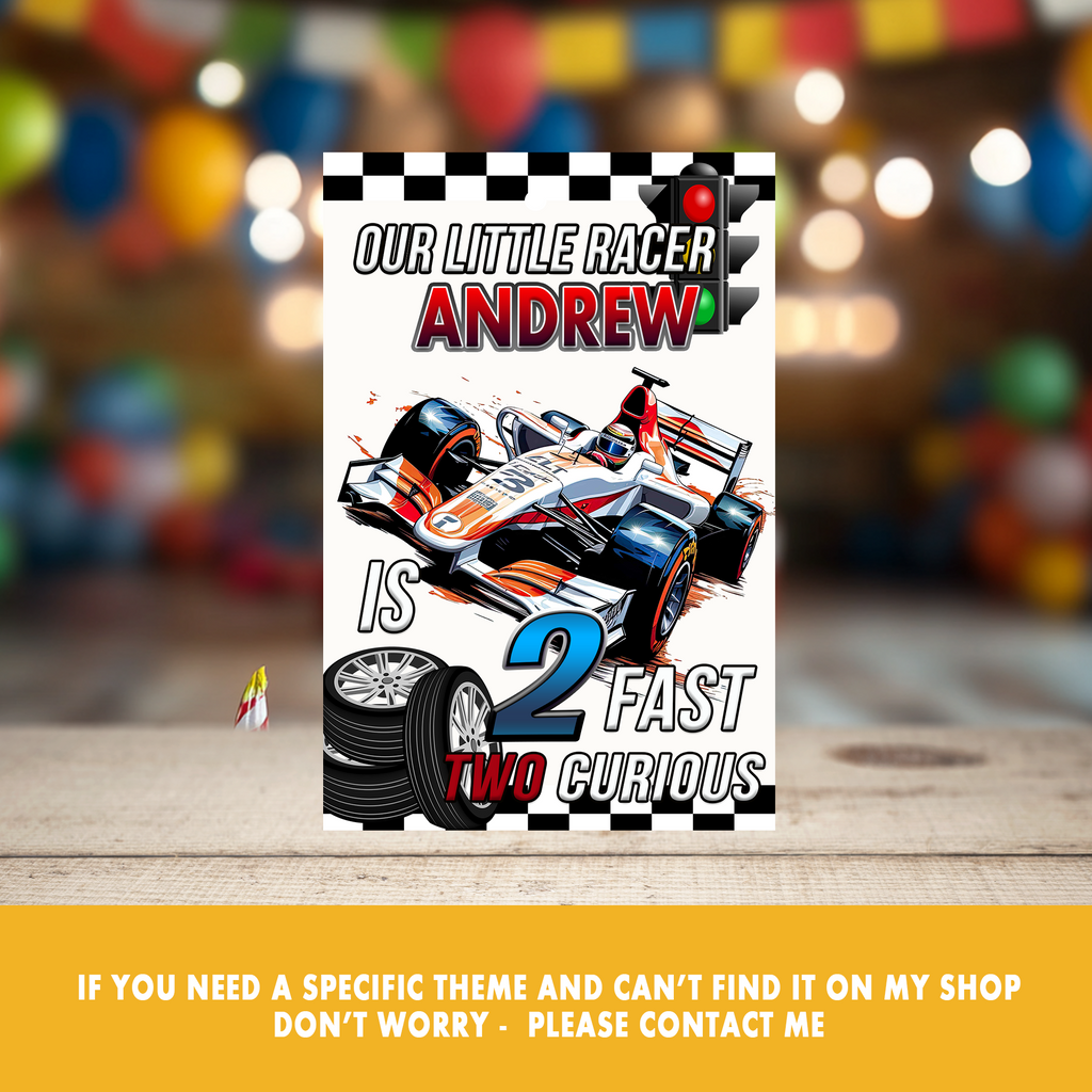 2 Fast 2 Curious Boy Edition | Juice Pouch Label Party Favor | Racing Birthday Theme | Digital + Print Option