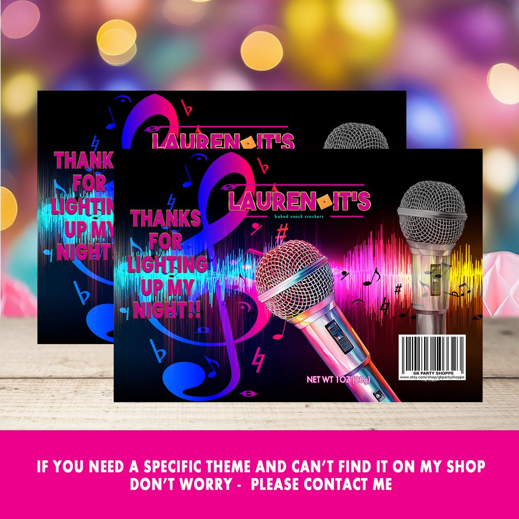 Sing Your Heart Out! | Party Favor Wrappers & Labels | Karaoke Birthday Theme | Digital & Print Options