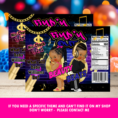 Gender Reveal | Chip Bag Wrapper | He or She Party Theme | Digital or Print & Ship