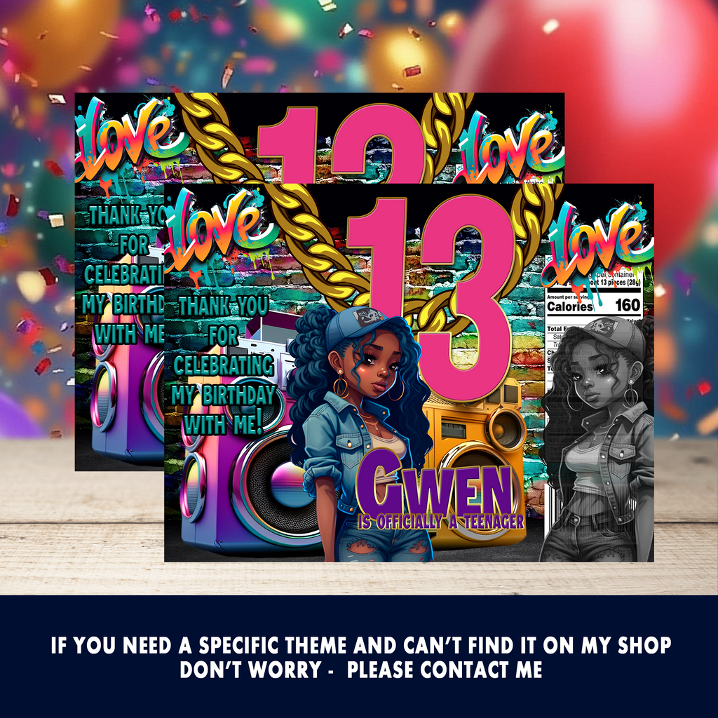13th Birthday | Chip Bag Wrapper Party Favor | Tween Birthday Party | Digital + Print Option