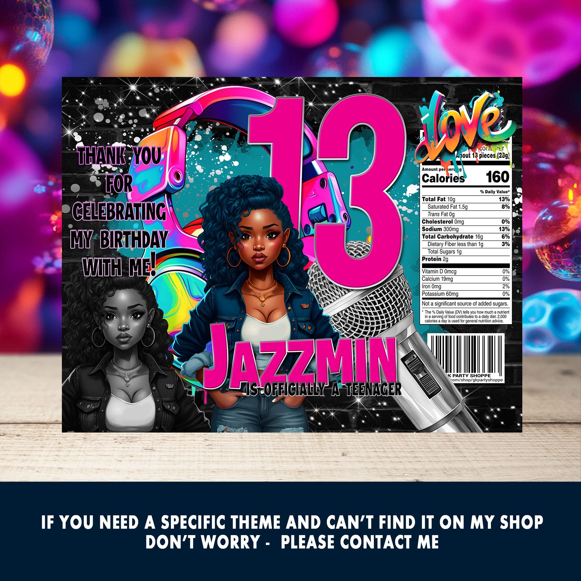 13th Birthday | Chip Bag Wrapper Party Favor | Tween Birthday Party | Digital + Print Option