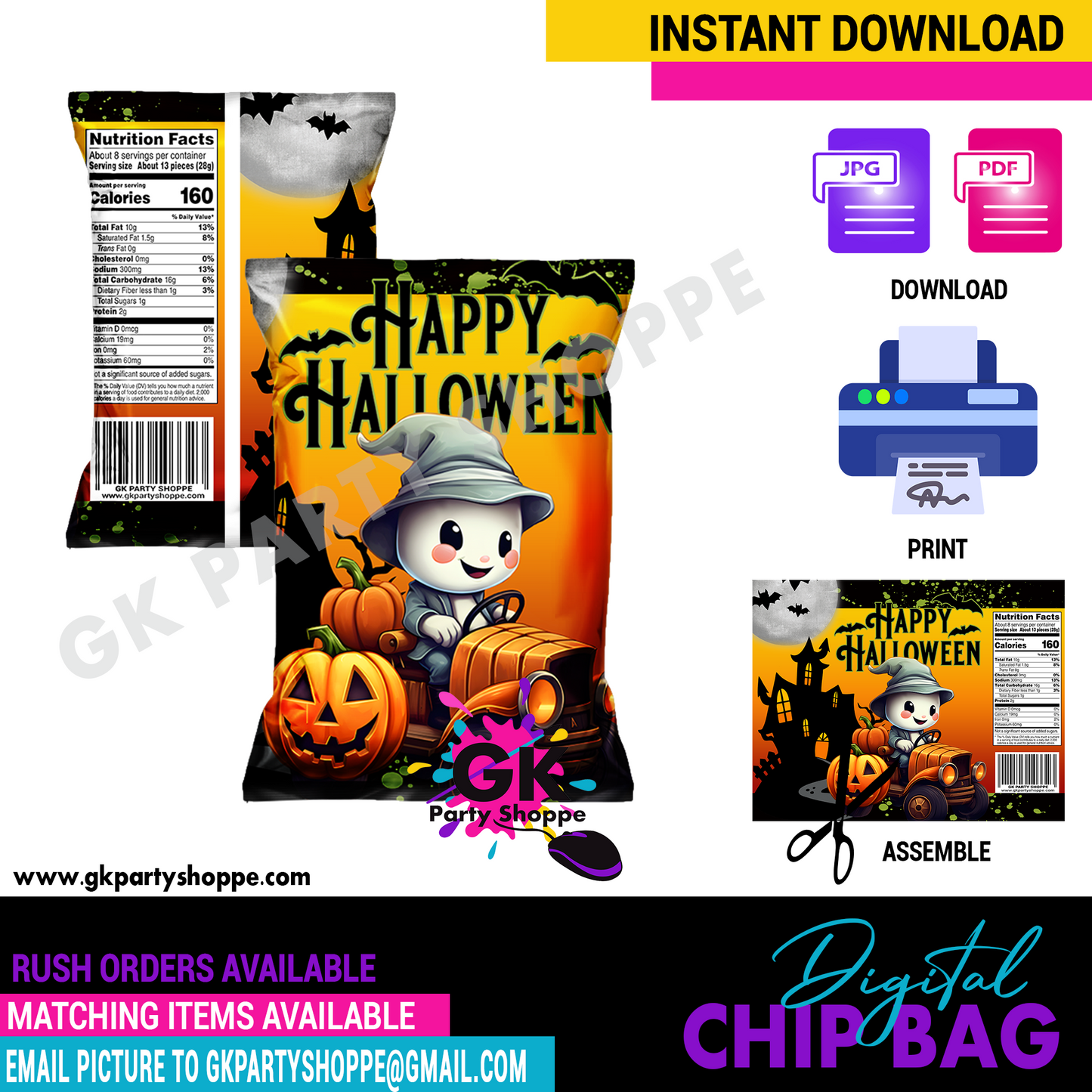 CHIP BAG | HALLOWEEN  | DIGITAL INSTANT DOWNLOAD