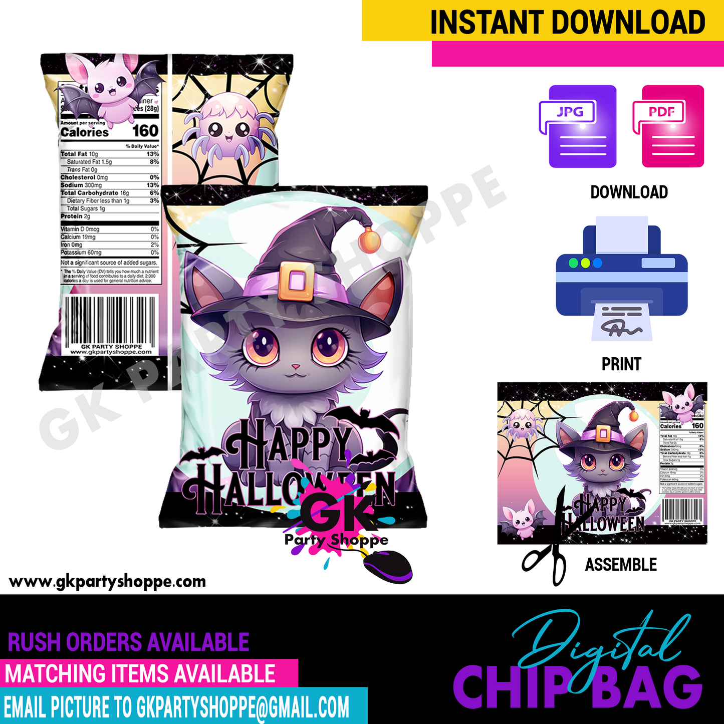 CHIP BAG | HALLOWEEN  | DIGITAL INSTANT DOWNLOAD