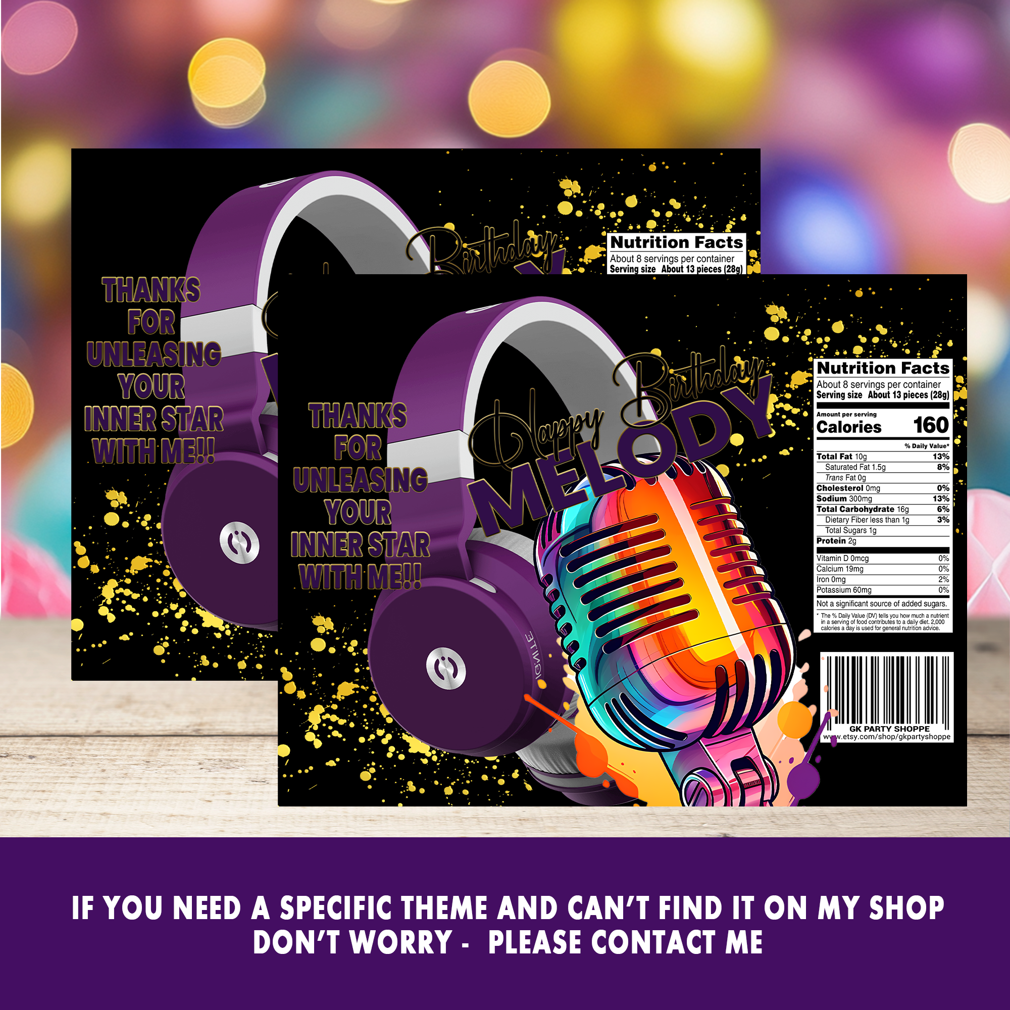 Hit the High Notes! | Party Favor Wrappers & Labels | Karaoke Birthday Theme | Digital & Print Options