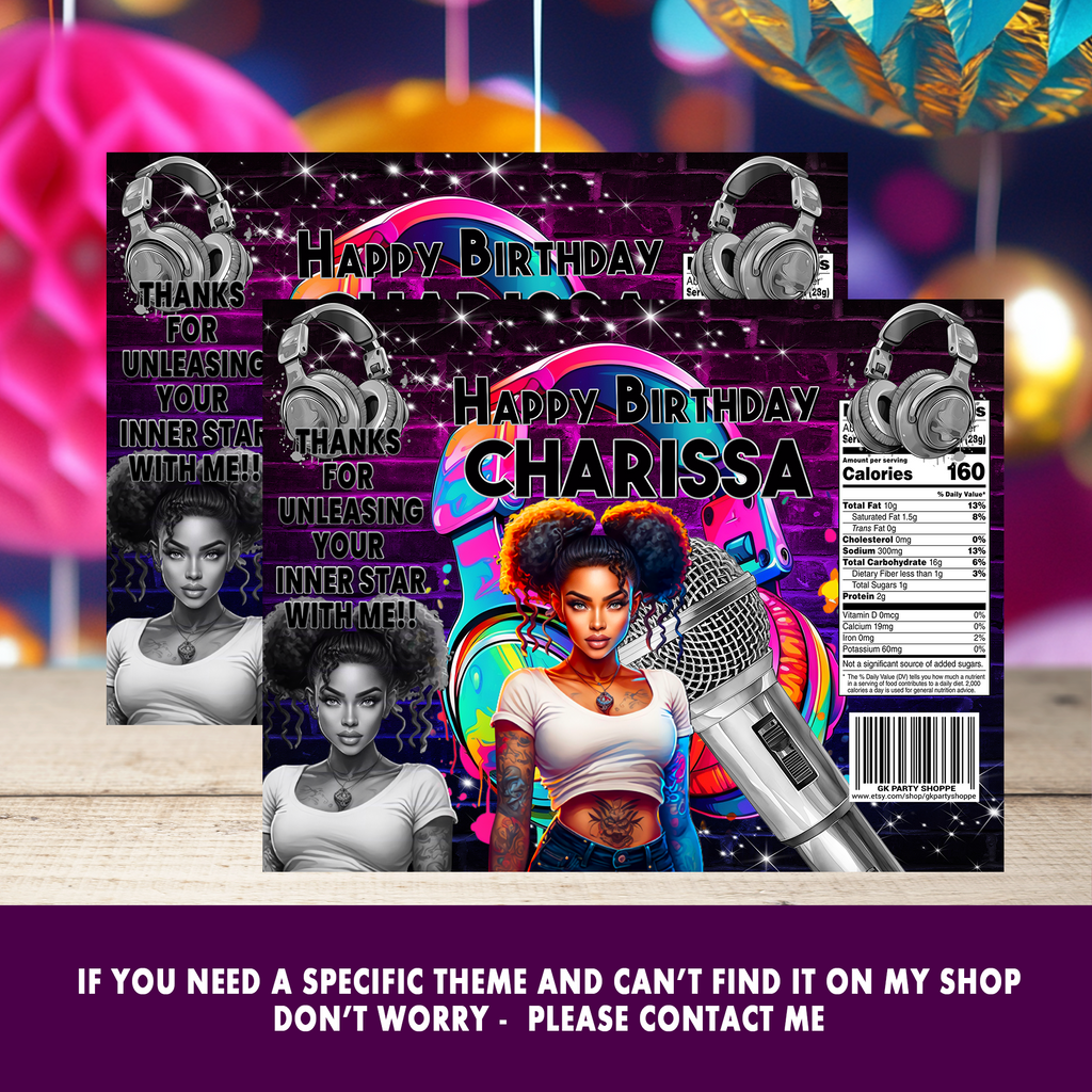 Mic Check! | Party Favor Wrappers & Labels | Karaoke Birthday Theme | Digital & Print Options