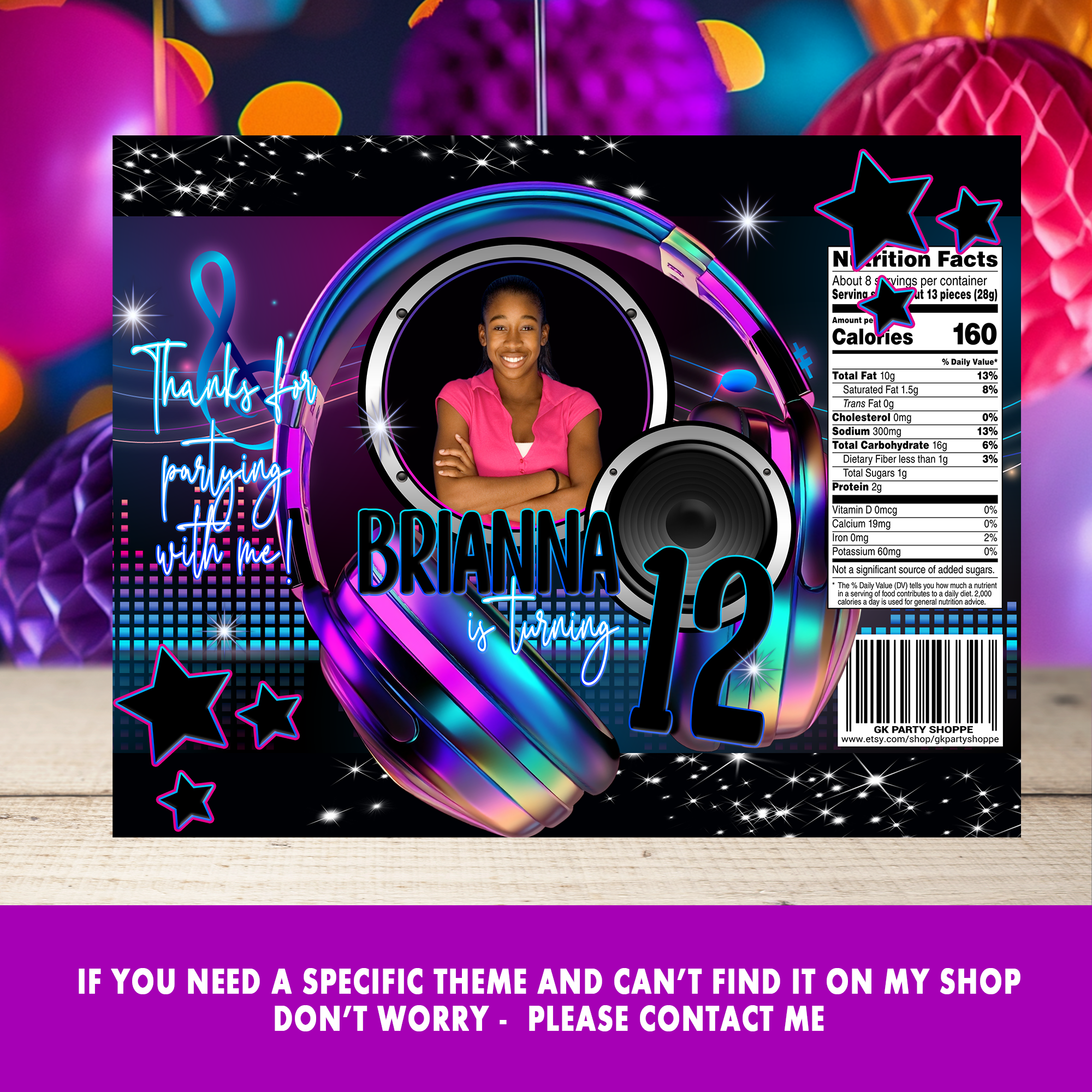 Turn Up the Volume! Music Party Favor Wrappers & Labels | Personalized Birthday Favor | Digital & Print Options