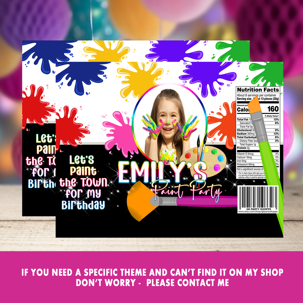 Brush, Paint, & Celebrate! Paint Party Favor Wrappers & Labels | Personalized Party Favor | Digital & Print Options