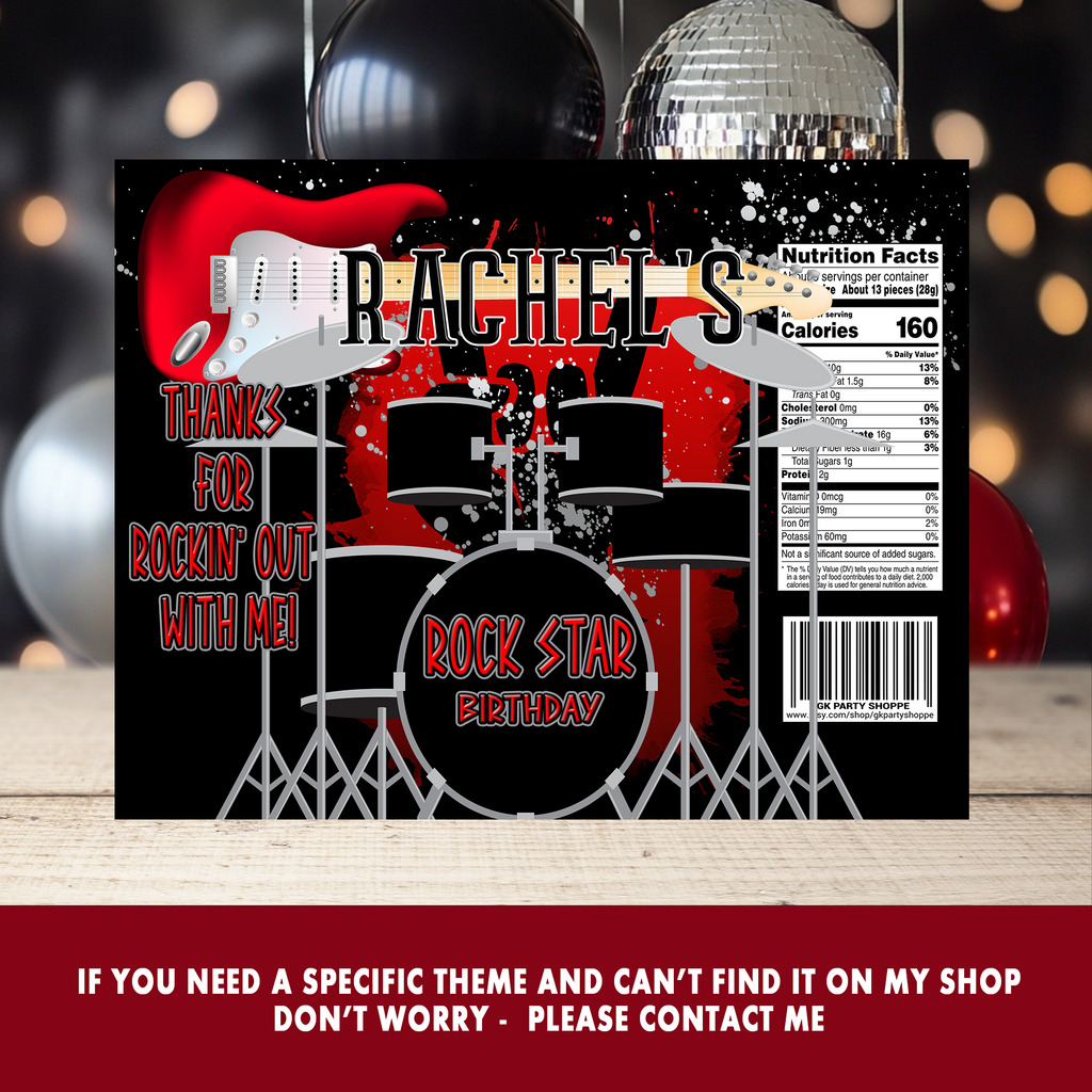Party Like a Rockstar! Rock & Roll Party Favor Wrappers & Labels | Birthday Party Favor | Digital & Print Options