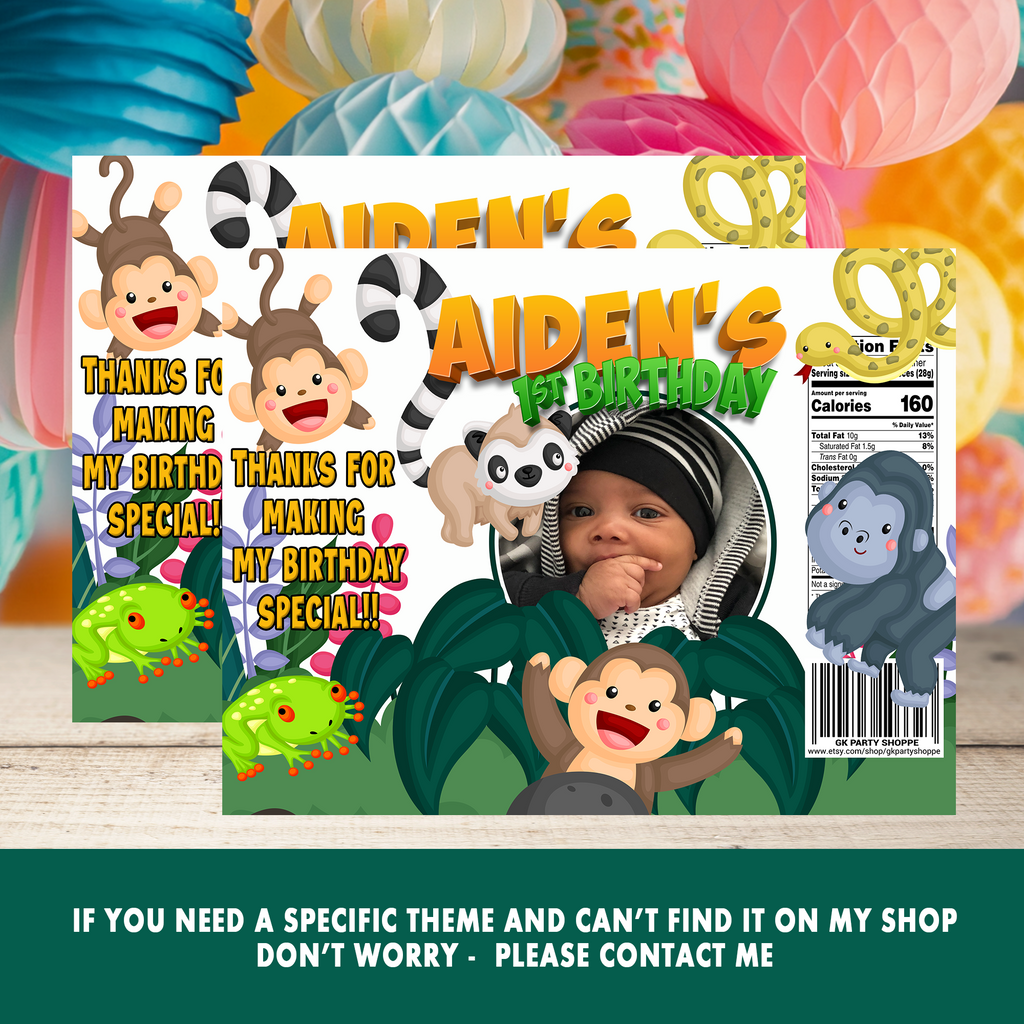 Jungle Safari Fun! Safari Party Favor Wrappers & Labels | First Birthday Printable Party Favor | Digital & Print Options