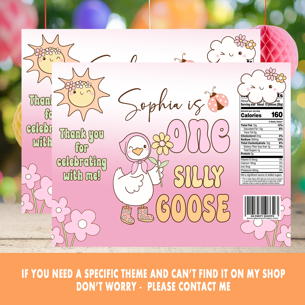 Goose on the Loose! Silly Goose Party Favor Wrappers & Labels | Whimsical & Fun First Birthday Party Favor | Digital & Print Options
