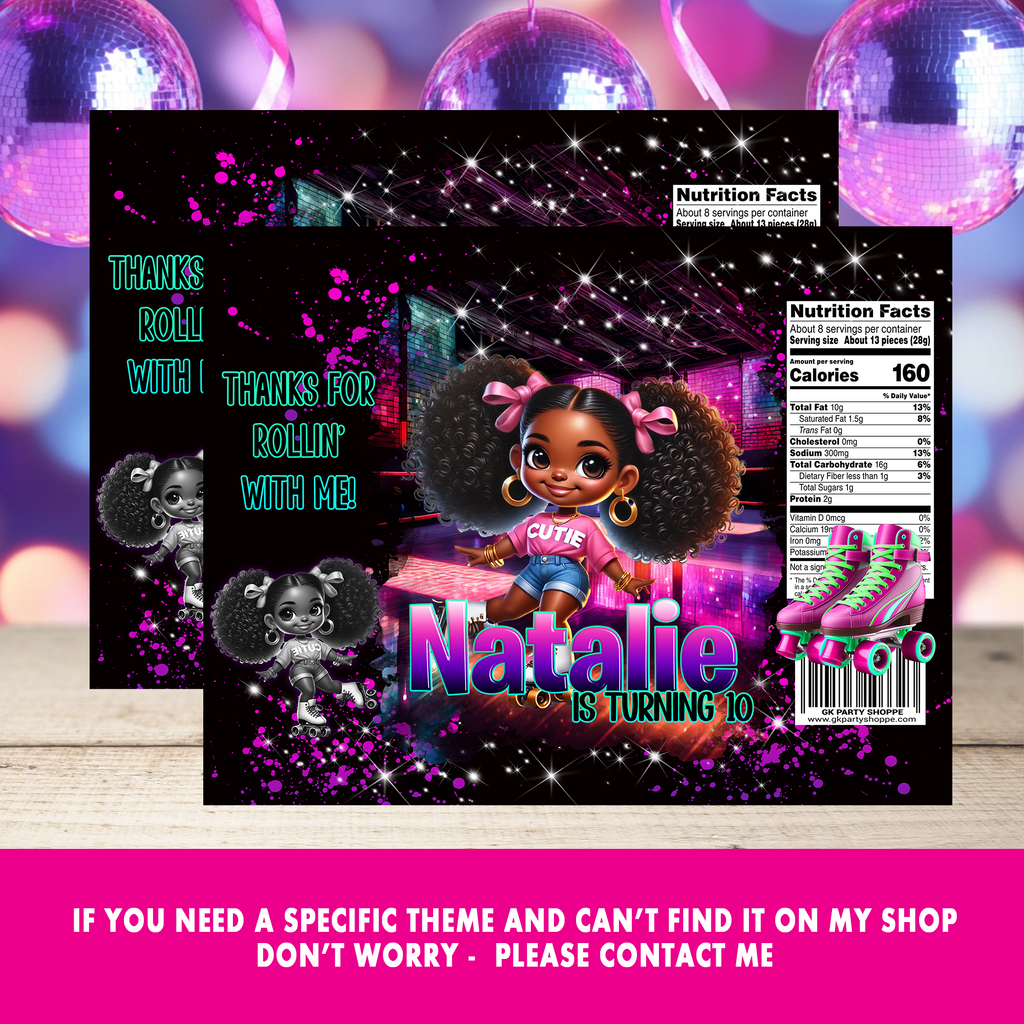 Glide into Fun! Skate Party Favor Wrappers & Labels | Fun & Trendy Tween and Teen Birthday Party Favors | Digital & Print Options