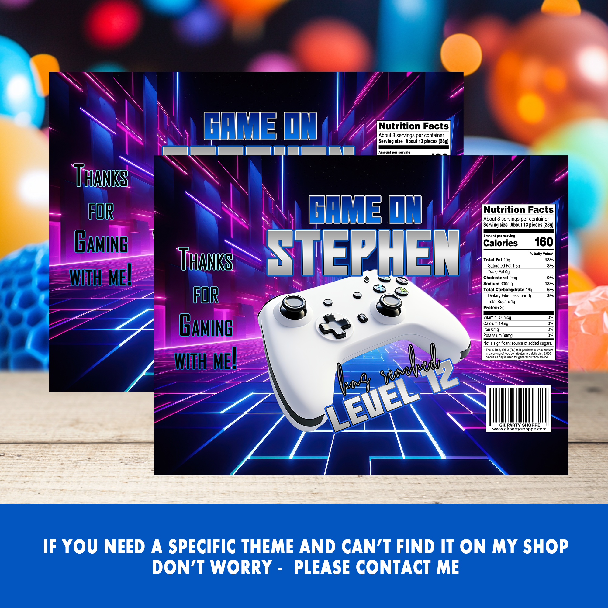 Power Up! Video Game Party Favor Wrappers & Labels | Fun Gamer Birthday Party Favor | Digital & Print Options