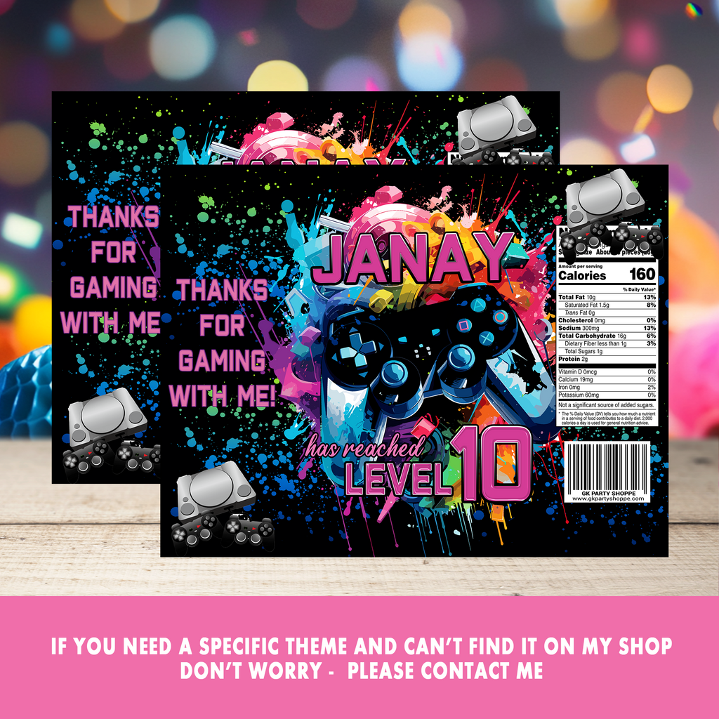 Game On! Video Game Party Favor Wrappers & Labels | Fun Gamer Birthday Party Favor | Digital & Print Options