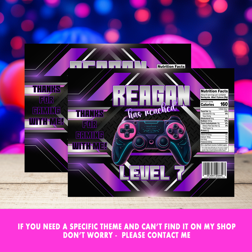 Game Over! Video Game Party Favor Wrappers & Labels | Fun Gamer Birthday Party Favor | Digital & Print Options