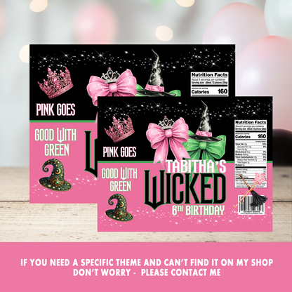 Wickedly Sweet! Pink & Green Party Favors | Wicked Witch Birthday Theme | Digital & Print Options