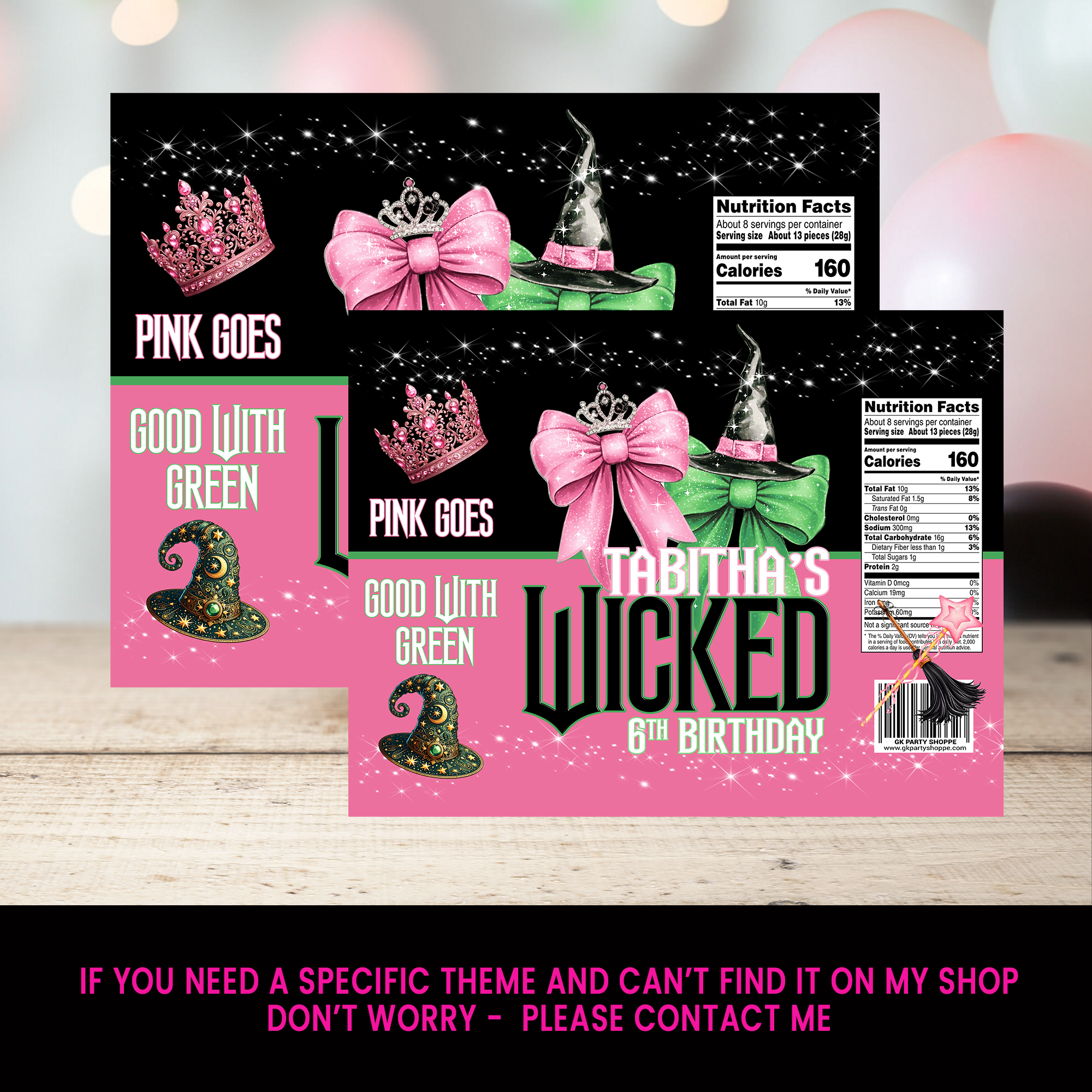 Wicked Inspired | Chip Bag Wrapper | Custom Party Favor | Birthday Party Favor