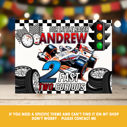 Fast Lane Fun! Race Car Party | 2 Fast 2 Curious Cake Frosting Sheet | Fun 2nd Birthday Favor | Half and Quarter Sheet Cakes