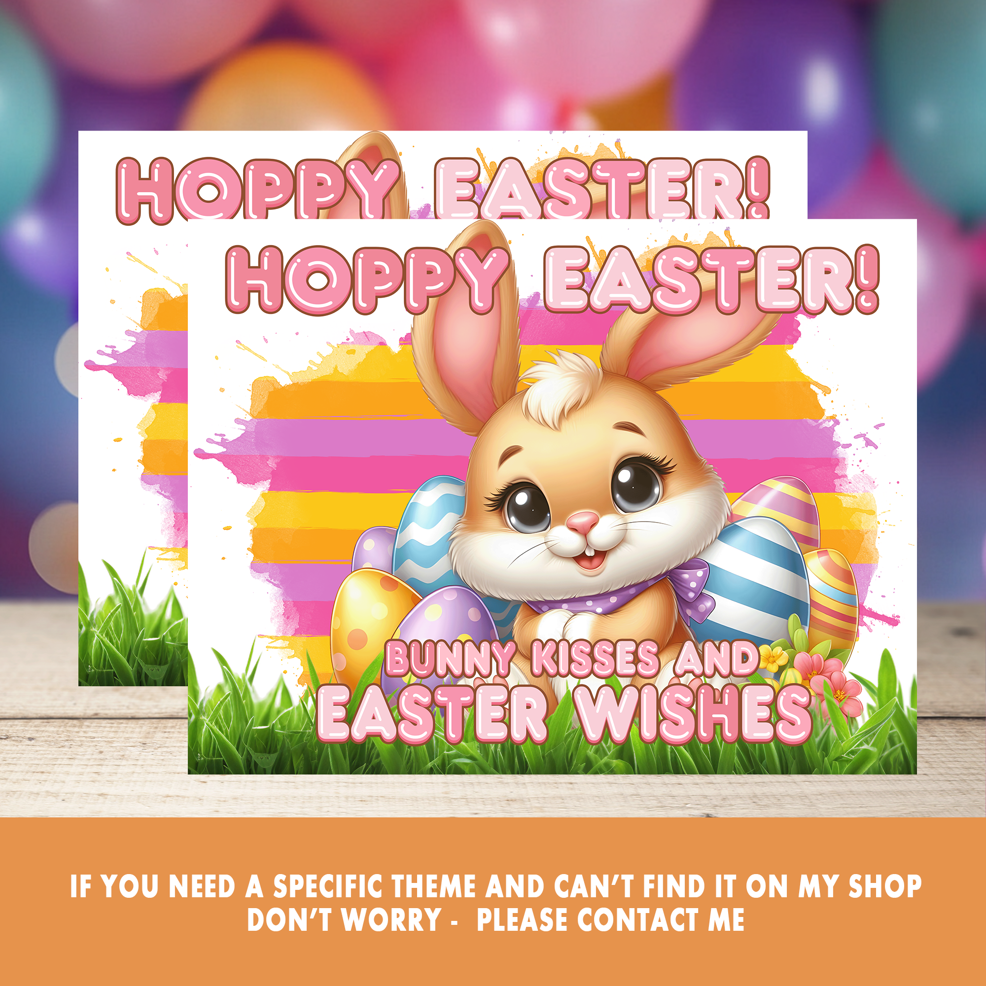 Egg-cellent Easter Bunny Cake Frosting Sheet | Cute Easter Edible Cake Topper | Half & Quarter Sheet