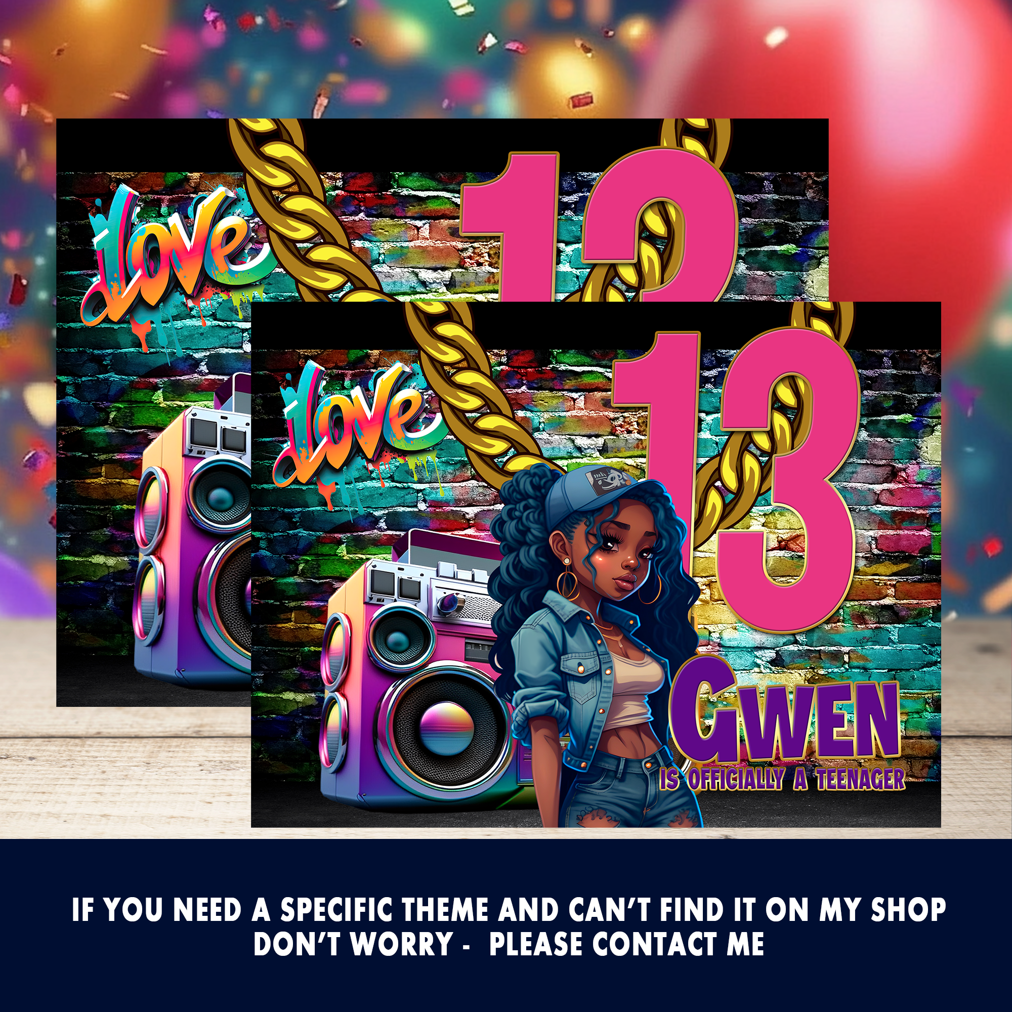 13th Birthday | Edible Cake Image Topper | Tween Birthday Party | Digital + Print Option