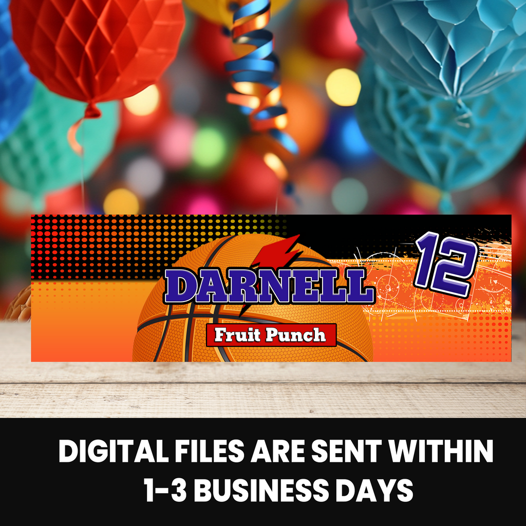 Basketball Theme | Sports Drink Wrapper Party Favor | Sports Birthday Party | Digital + Print Option