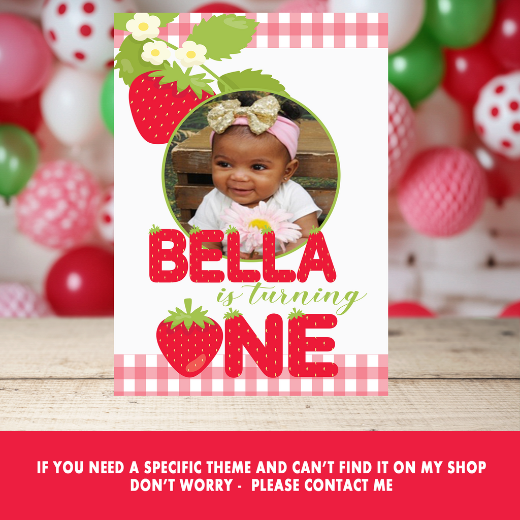 Berry Sweet One | Gift Bag Label Party Favor | First Birthday Strawberry Theme | Digital + Print Option