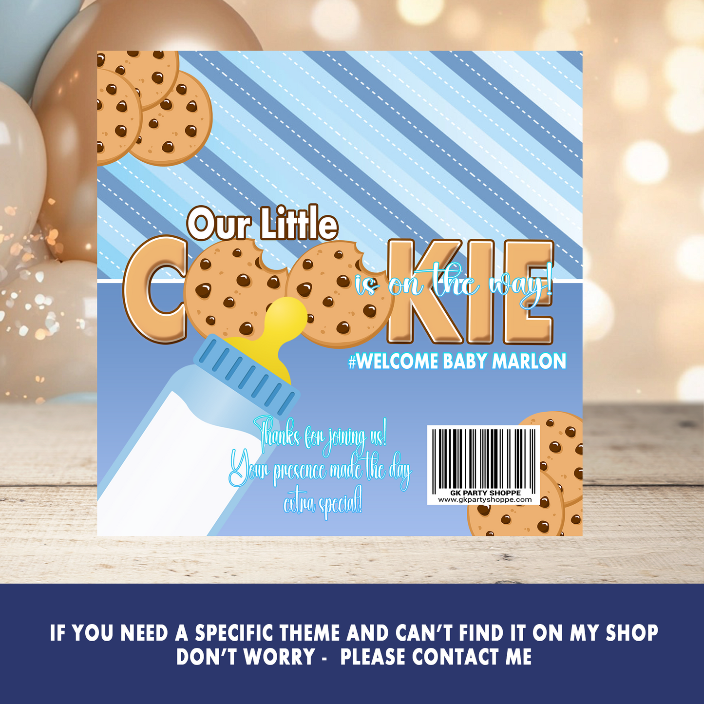 Our Little Cookie Party Favor Chocolate Bar Wrapper | Sweet Baby Shower Favor | Digital & Print Options