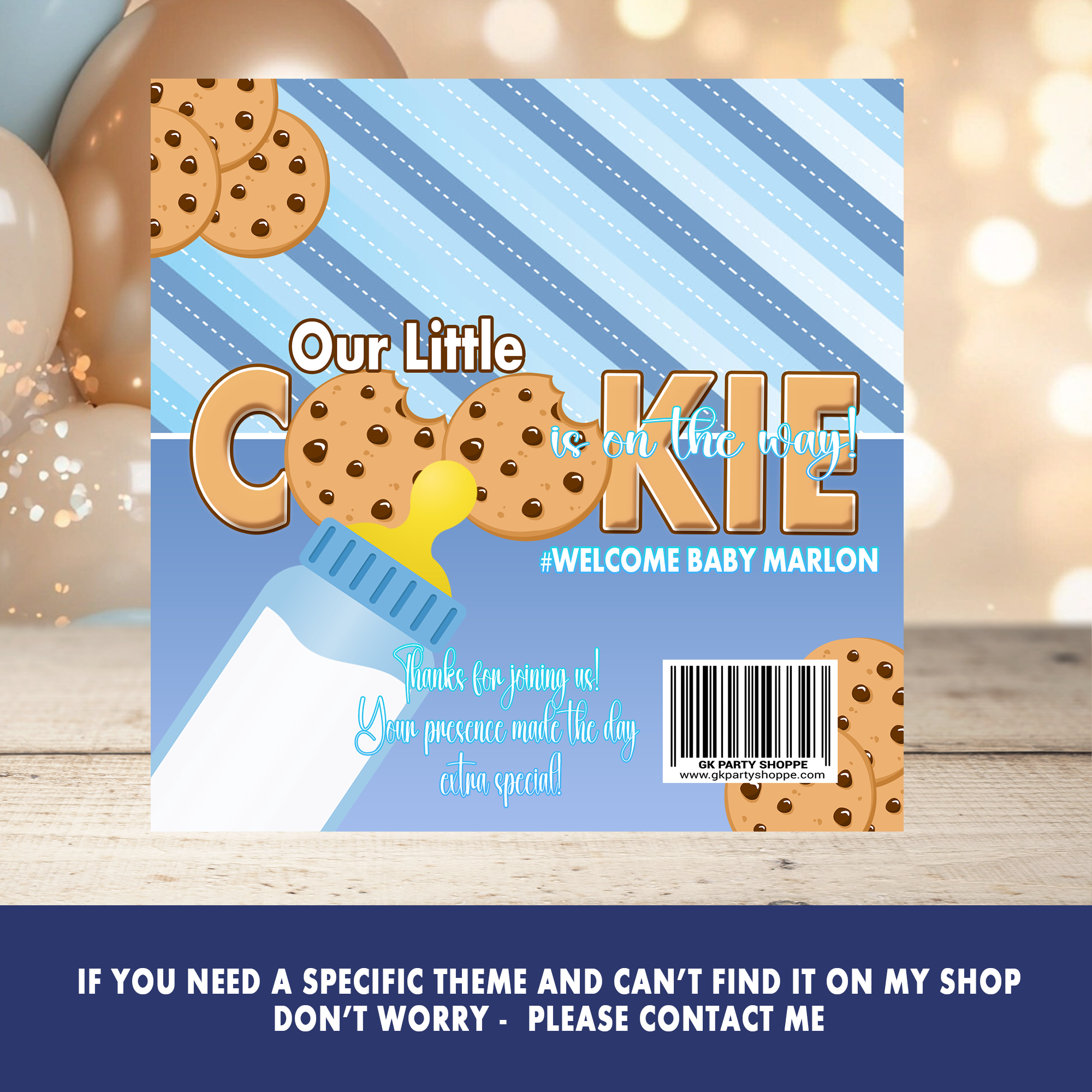 Our Little Cookie | Chocolate Candy Bar Wrapper | Baby Shower Theme | Digital or Print & Ship