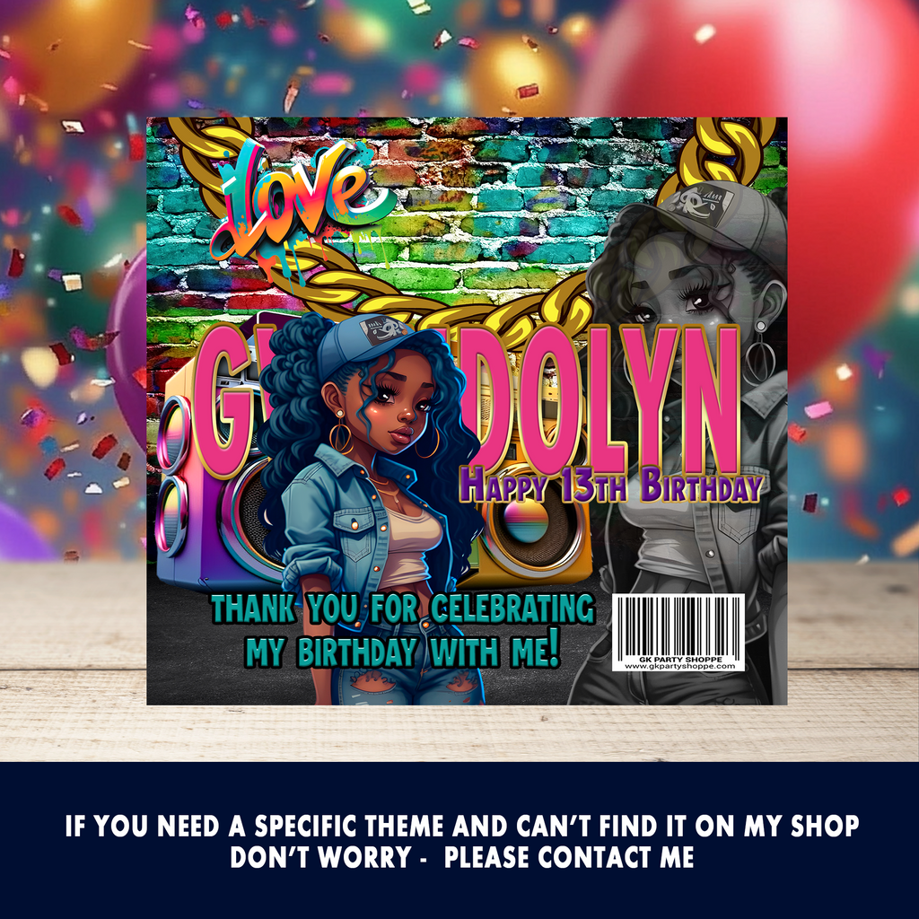 13th Birthday | Chocolate Candy Bar Wrapper | Tween Birthday Party Favor | Digital + Print Option