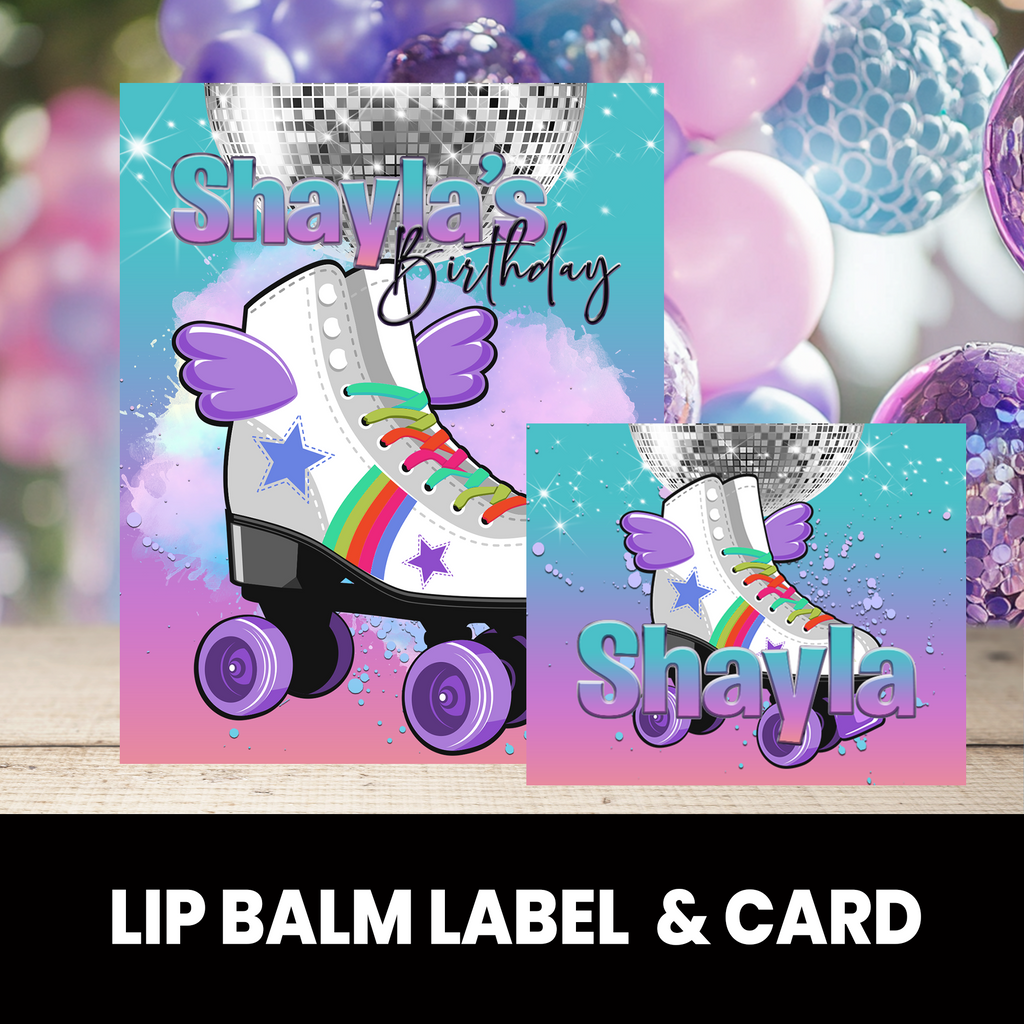 Roller Skate Lip Balm | Personalized Skate Party Lip Balm Favors | Skate Party Lip Balm | Pastel Colors