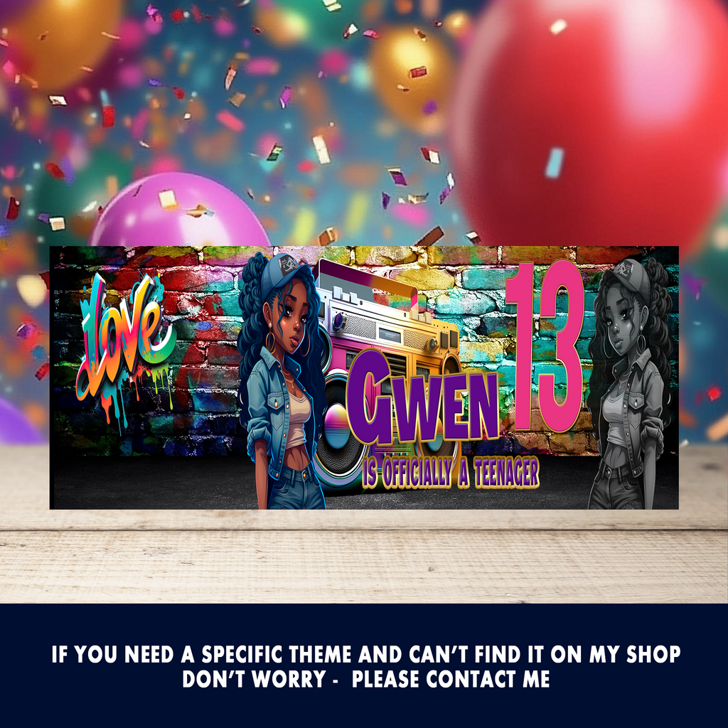 13th Birthday | Water Bottle Wrapper Party Favor | Tween Birthday Party | Digital + Print Option