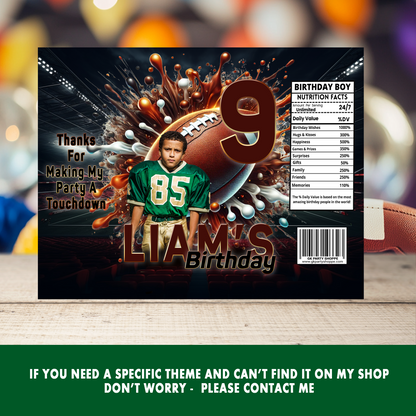 Kickoff the Fun! | Chip Bag Wrapper | Football Birthday Theme | Digital & Print Options