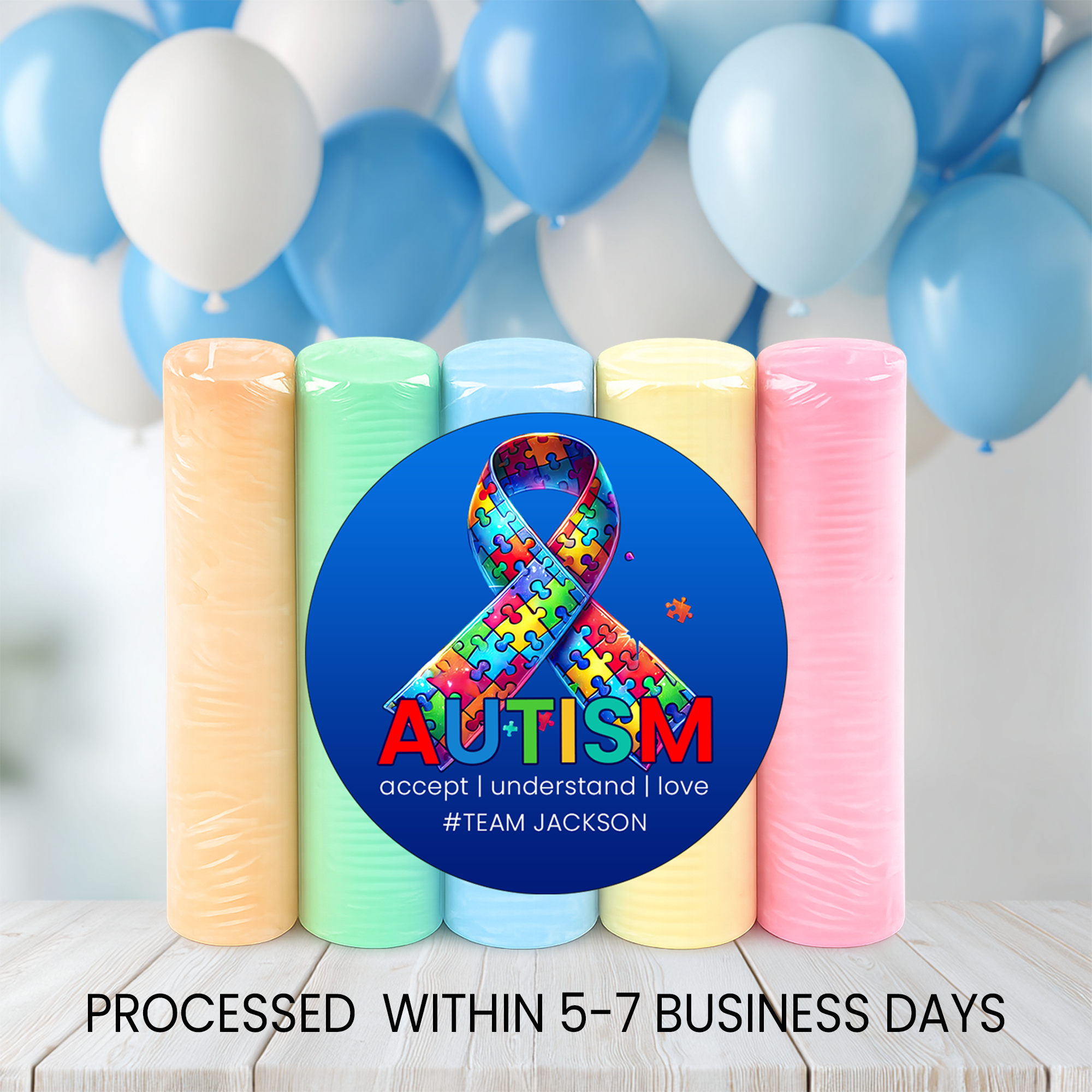 Autism Awareness Sidewalk Chalk Party Favors | Sensory Birthday Activity, Classroom Gift