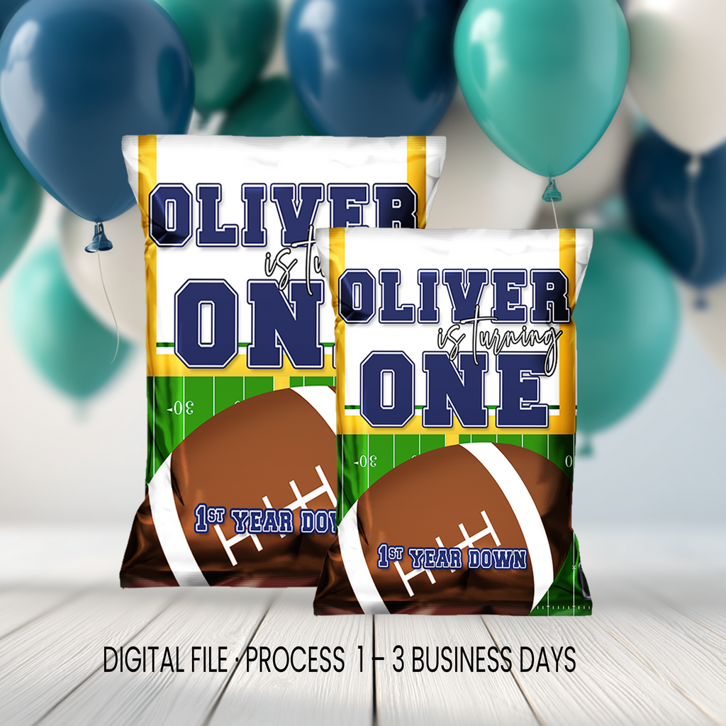 Rookie of the Year Football | Chip Bag Wrapper Party Favor | First Birthday Party | Digital + Print & Ship Option