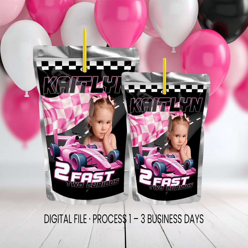 2 Fast 2 Curious Juice Pouch Label Party Favor | Racing Birthday Theme | Digital + Print Option