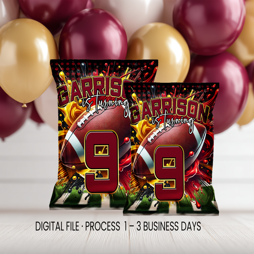 Football Theme Chip Bag Wrapper Party Favor | Sports Birthday Party | Digital + Print Option