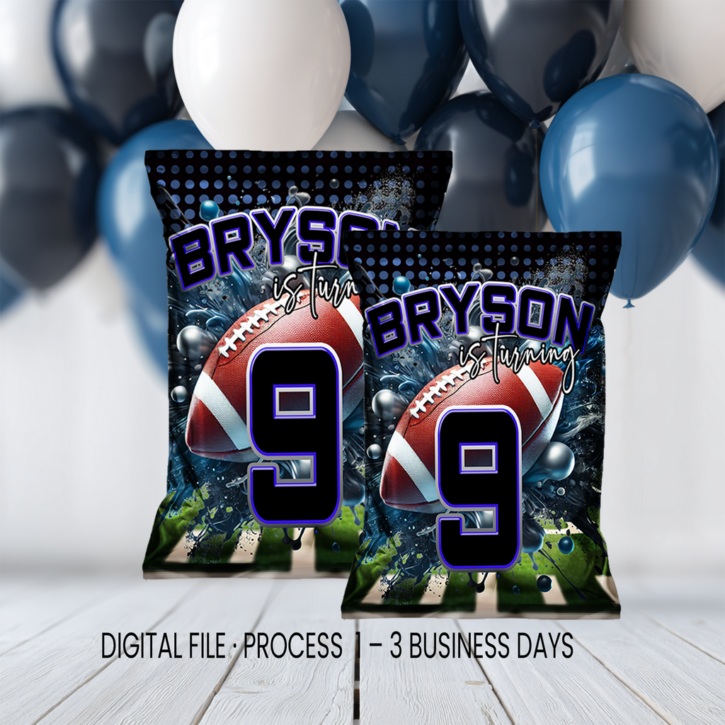Football Theme Chip Bag Wrapper Party Favor | Sports Birthday Party | Digital + Print Option