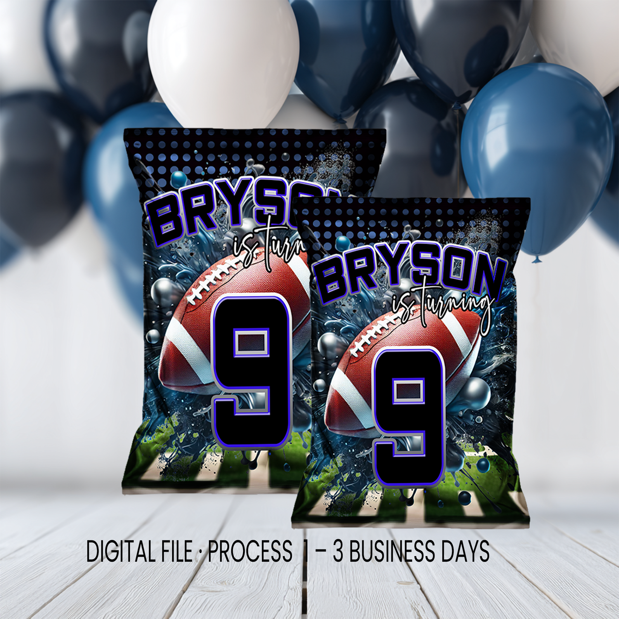 Football Theme Chip Bag Wrapper Party Favor | Sports Birthday Party | Digital + Print Option