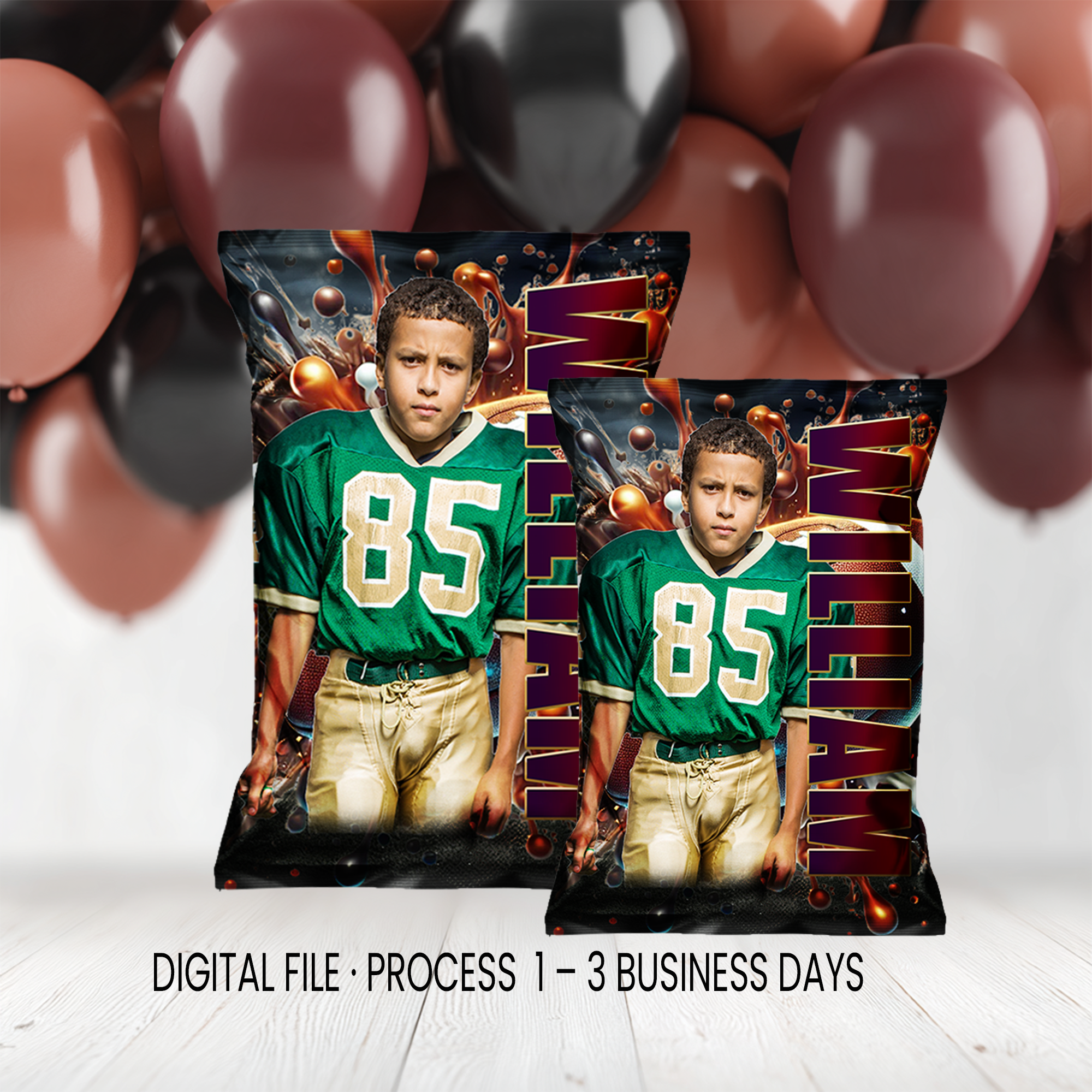 Football Theme Chip Bag Wrapper Party Favor with Photo | Sports Birthday Party | Digital + Print Option