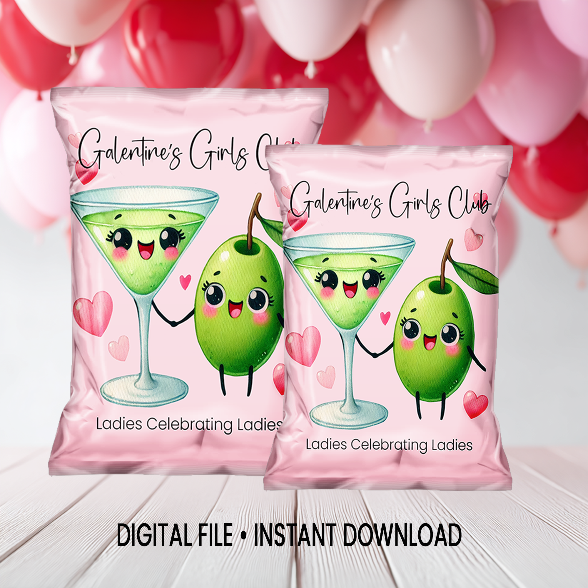 Galentine's Day Chip Bag Wrapper | Girls Night Party Favor | Instant Download
