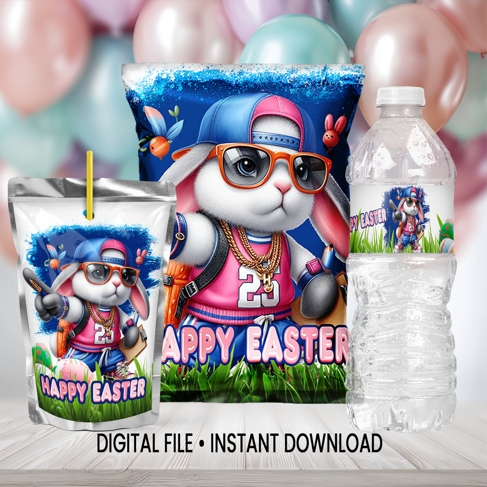 Easter Party Favor Labels | Chip Bag, Juice, Water Bottle | Instant Download